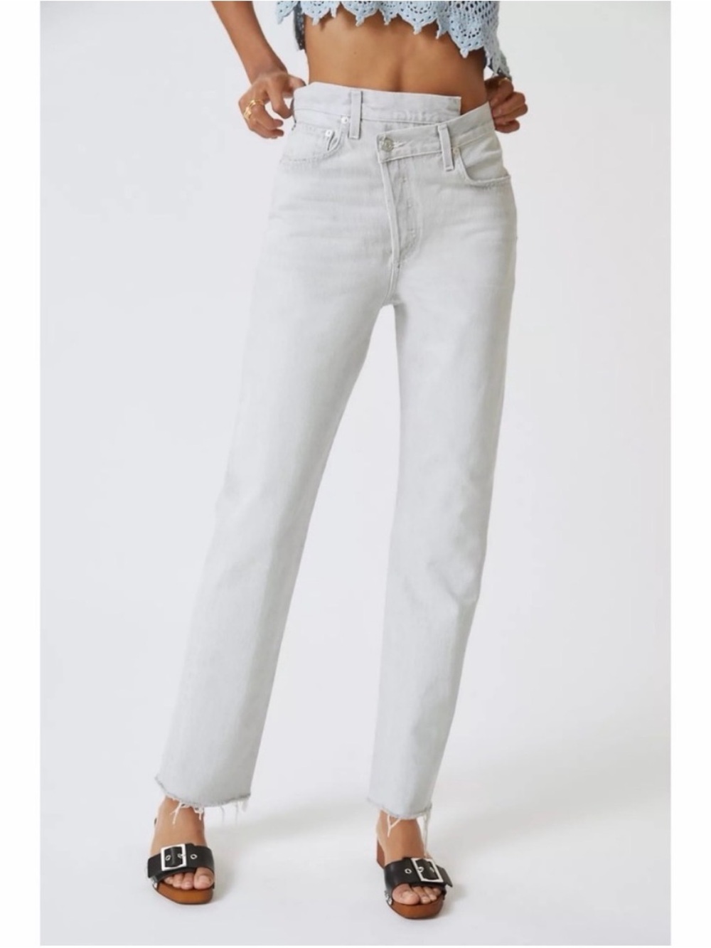 Agolde Criss Cross Grey Jeans Straight High Rise in Coin Size 27